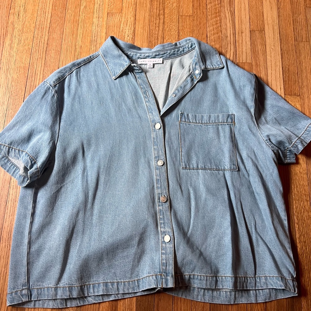 Jane and Delancey Blue Denim Button-Up Top